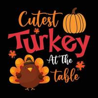 Cutest turkey at the table, Thanksgiving vector