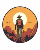 man hiking logo vector