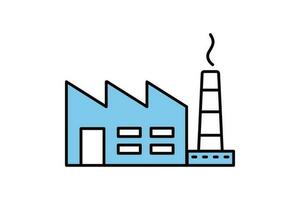 fábrica producción icono. icono relacionado a edificio, pesado y poder industria. plano línea icono estilo. sencillo vector diseño editable