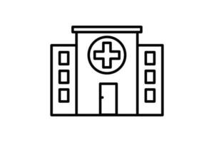 Hospital building icon. Line icon style. Simple vector design editable