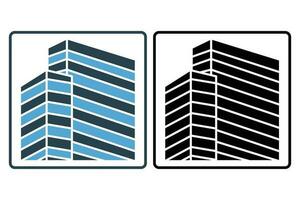 Icon of high-rise office building. icon related to building, construction, workplace. Solid icon style. Simple vector design editable