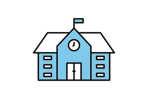 High school building icon. Flat line icon style. Simple vector design editable