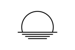 Sunset or sunrise icon. Sun, beach. Line icon style design. Simple vector design editable