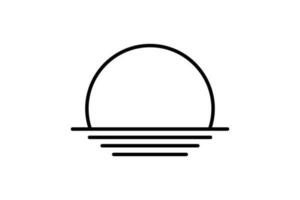 Sunset or sunrise icon. Sun, beach. Line icon style design. Simple vector design editable