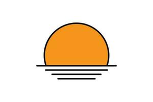 Sunset or sunrise icon. Sun, beach. Flat line icon style design. Simple vector design editable