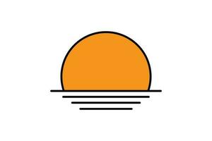 Sunset or sunrise icon. Sun, beach. Flat line icon style design. Simple vector design editable