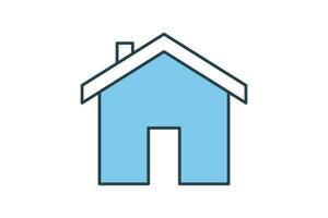 House icon. Flat line icon style design. Simple vector design editable