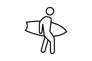 Surfing icon. surfer sign. icon related to water sport, summer. Line icon style design. Simple vector design editable