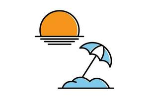 sun beach umbrella icon. icon related to summer, beach, sunset, sunrise. Two tone style design. Simple vector design editable