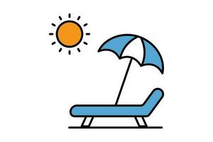 Sunbed icon. icon related to sea, summer. Contains icons beach, sun, chair, relaxation. Two tone icon style design. Simple vector design editable