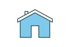 House icon. Flat line icon style design. Simple vector design editable