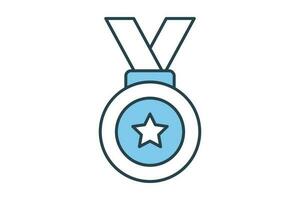 medal icon. icon related to Champion, winner, success, reward. Flat line icon style design. Simple vector design editable