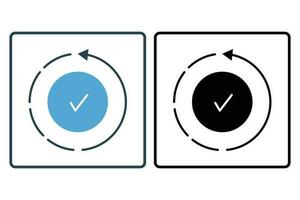 In Progress Icon. Check mark inside the circle. icon related to Process. Solid icon style design. Simple vector design editable