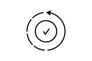 In Progress Icon. Check mark inside the circle. icon related to Process. Line icon style design. Simple vector design editable