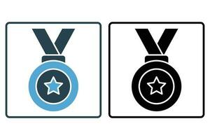 medal icon. icon related to Champion, winner, success, reward. Solid icon style design. Simple vector design editable