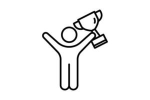 Winner icon. Man holding trophy cup. icon related to celebration, winner, success, reward. Line icon style design. Simple vector design editable