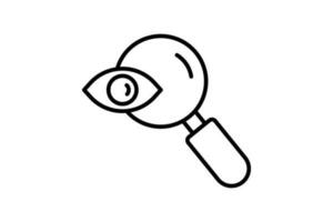 Seek icon. eye with a magnifying glass. icon related to Find, Search. Line icon style design. Simple vector design editable
