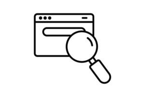 search engine icon. Magnifying glass with search bar. Line icon style design. Simple vector design editable