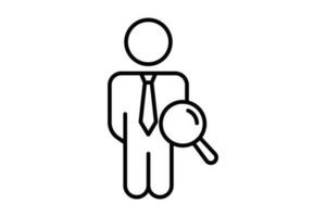 Job search icon. Magnifying glass with people wear ties, Search for employees and job search. Line icon style design. Simple vector design editable