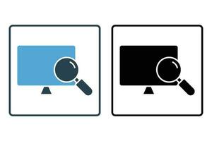 Screen and Magnifying Glass icon. icon related to Find, Search. Solid icon style design. Simple vector design editable