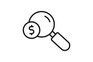 Paid search  icon. search icon with dollar money. Line icon style design. Simple vector design editable