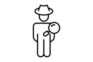 Fraud Detection icon. detector, people and Magnifying glass. Line icon style design. Simple vector design editable