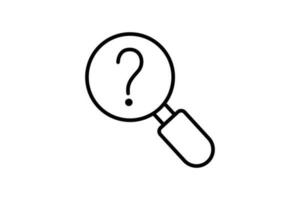 Question Icon with Magnifying Glass. help search. Line icon style design. Simple vector design editable