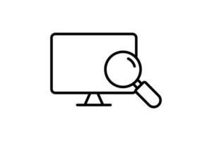 Screen and Magnifying Glass icon. icon related to Find, Search. Line icon style design. Simple vector design editable