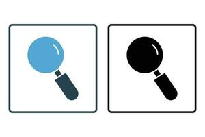 Magnifier icon, Search, zoom, Magnifying glass. Solid icon style design. Simple vector design editable