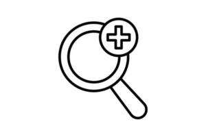 Advanced icon. Magnifying glass, search, plus sign. Line icon style design. Simple vector design editable