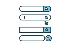 Search bar icon. Flat line icon style design. Simple vector design editable