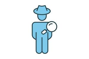 Fraud Detection icon. detector, people and Magnifying glass. Flat line icon style design. Simple vector design editable