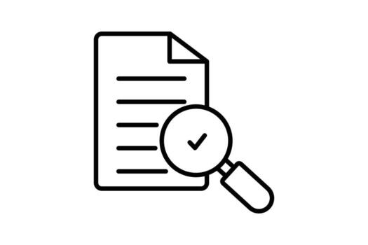Traceability icon. Magnifying glass with document. icon related to Find, Search. Line icon style design. Simple vector design editable