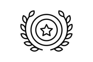 medalla icono con laurel guirnalda. icono relacionado a celebracion, ganador, éxito, premio. línea icono estilo diseño. sencillo vector diseño editable