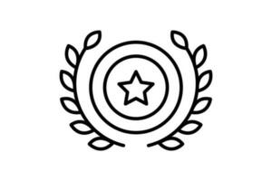 Medal icon with laurel wreath. icon related to celebration, winner, success, reward. Line icon style design. Simple vector design editable