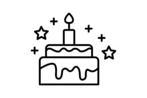 Cake icon. icon related to element of bakery, birthday. Line icon style design. Simple vector design editable