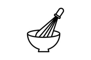 mezcla cuenco icono con batidor. icono relacionado a elemento de panadería, cocinar, cocina. línea icono estilo diseño. sencillo vector diseño editable