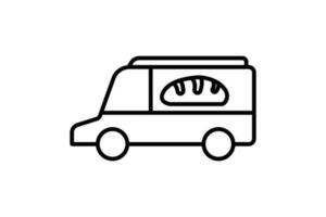 comida camión icono. icono relacionado a Servicio de panadería, entrega coche. línea icono estilo diseño. sencillo vector diseño editable