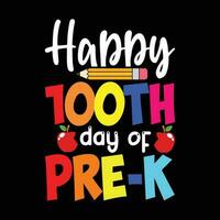 Happy 100th day of pre-k, back to school vector