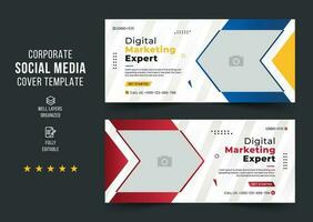 Digital marketing corporate social media cover banner template. Business banner template and web banner template design for social media post. Creative business cover. vector cover banner