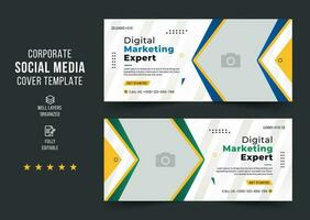 Digital marketing corporate social media cover banner template. Business banner template and web banner template design for social media post. Creative business cover. vector cover banner