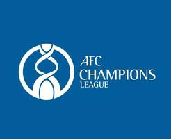 Afc Champions League Symbol With Name White Logo Football Asian Abstract Design Vector Illustration With Blue Background