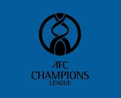 Afc Champions League Logo Symbol With Name Black Football Asian Abstract Design Vector Illustration With Blue Background