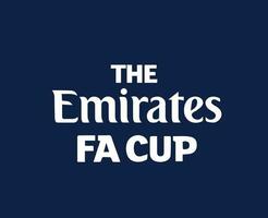 The Emirates Fa Cup Logo Name White Symbol Abstract Design Vector Illustration With Blue Background