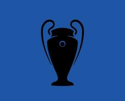 Champions League Trophy Black Symbol Logo Abstract Design Vector Illustration With Blue Background