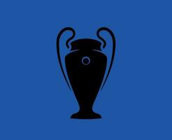 Champions League Trophy Black Symbol Logo Abstract Design Vector Illustration With Blue Background