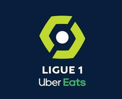 Ligue 1 Uber Eats Logo Symbol Abstract Design Vector Illustration With Blue Background