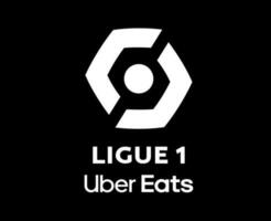 Ligue 1 Uber Eats Logo White Symbol Abstract Design Vector Illustration With Black Background