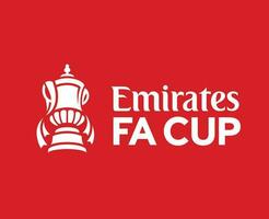 Emirates Fa Cup Logo With Name White Symbol Abstract Design Vector Illustration With Red Background