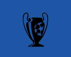 Champions League Europe Trophy Black Logo Symbol Abstract Design Vector Illustration With Blue Background